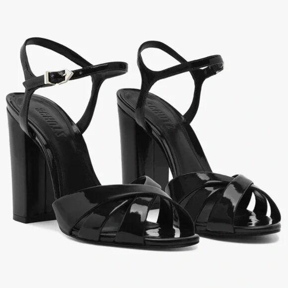 NIB Schutz Keefa Block Sandal, Black Patent, Size 11 - Picture 1 of 9